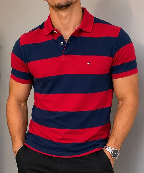 camisa polo listrasa tommy hilfiger