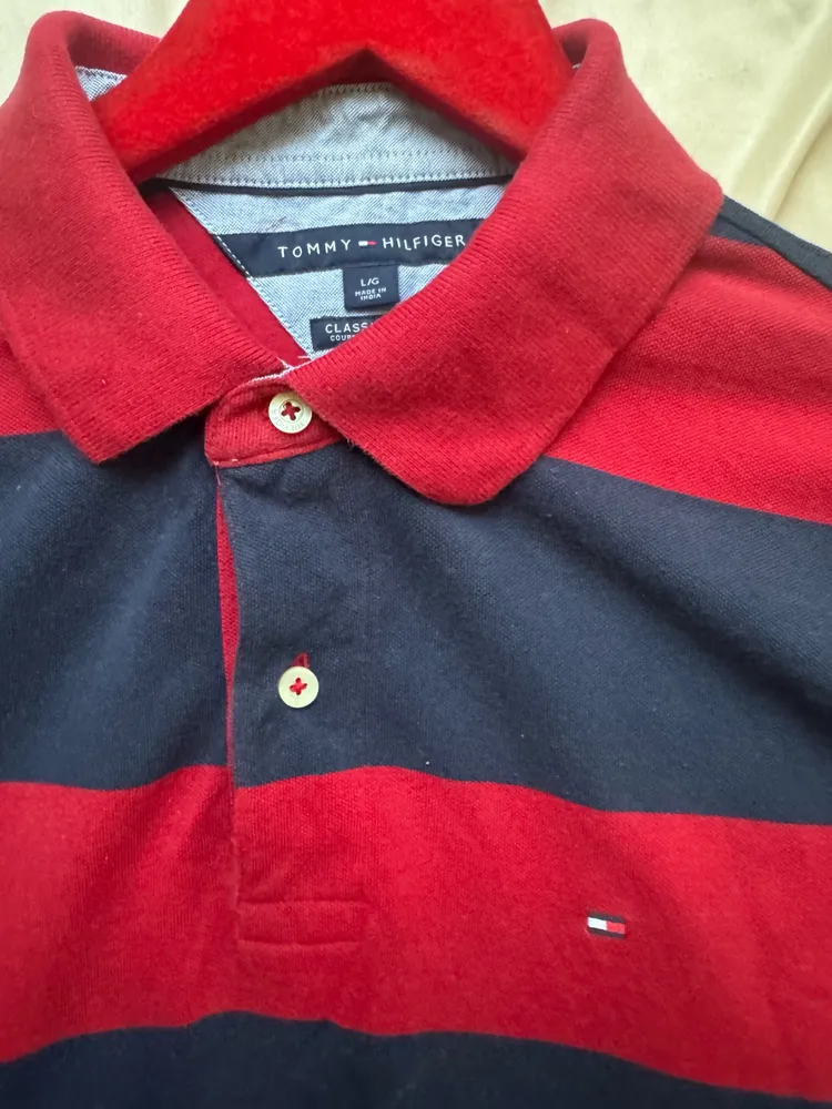 camisa polo listrasa tommy hilfiger