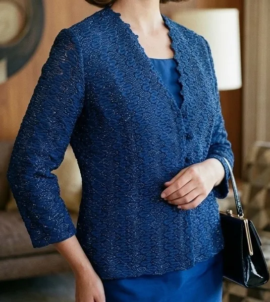 jaqueta vintage feita a mao renda com lurex