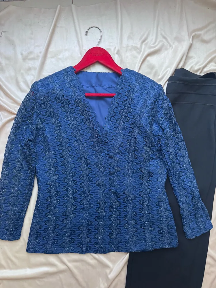 jaqueta vintage feita a mao renda com lurex