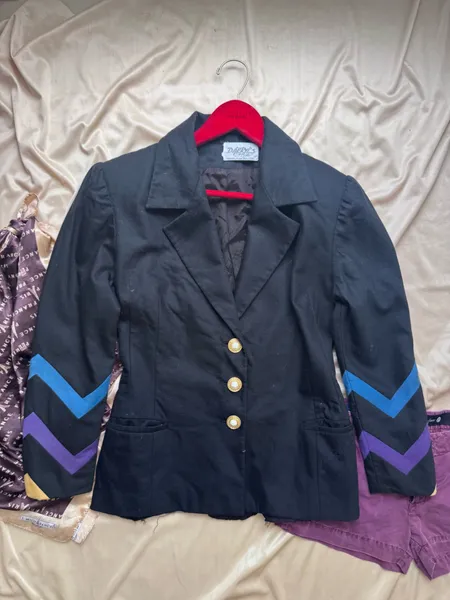 blazer vinfage lã chevron colorido