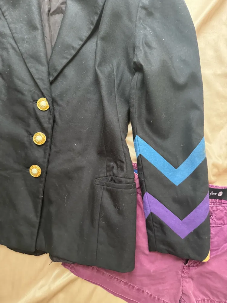blazer vinfage lã chevron colorido