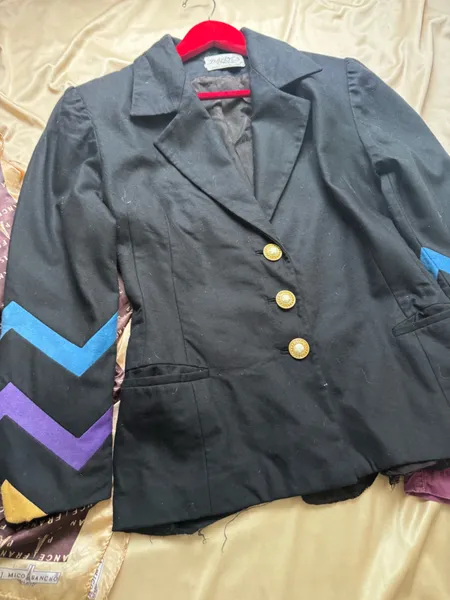 blazer vinfage lã chevron colorido