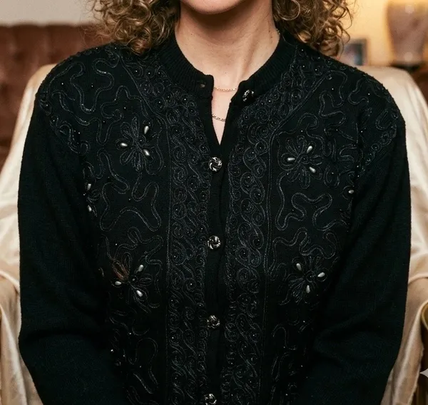 sueter botdado vintage casaqueto cardigan