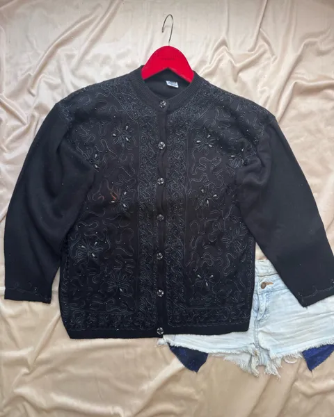 sueter botdado vintage casaqueto cardigan