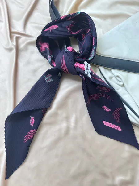 lenco seda plissado floral vintage