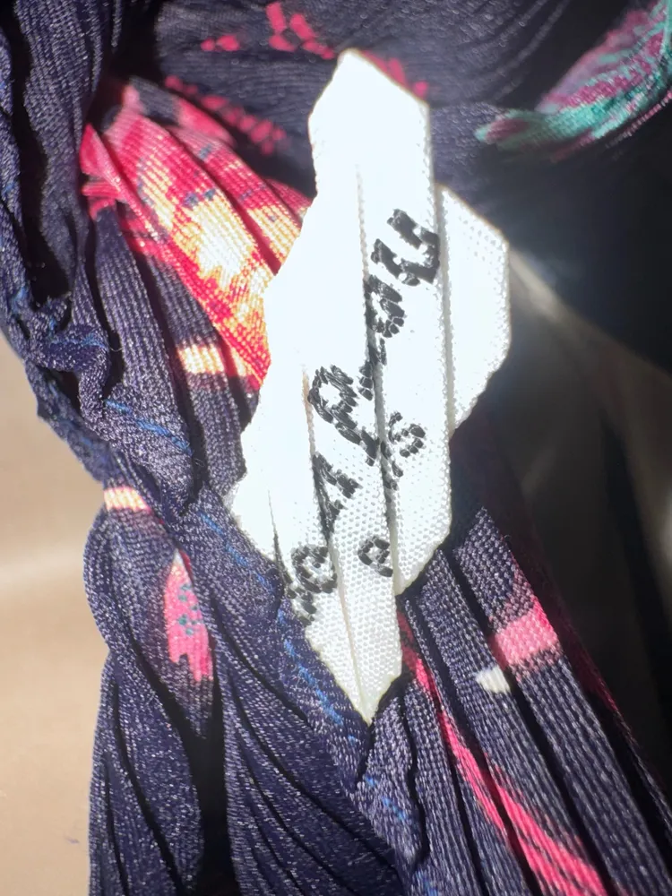 lenco seda plissado floral vintage