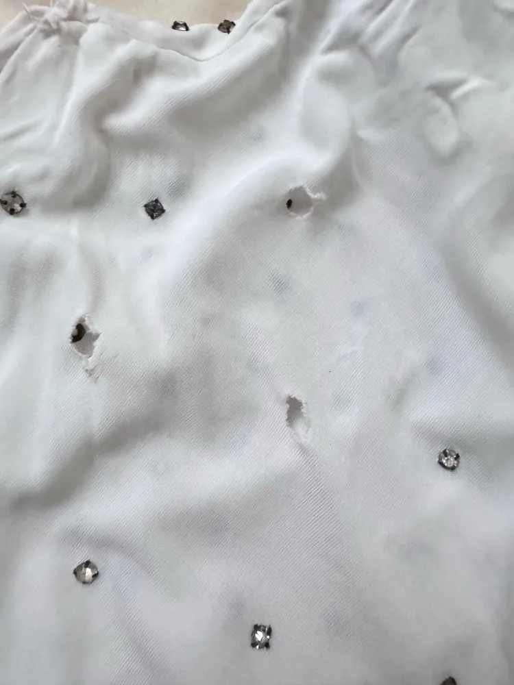 blusa bata vintage strass pedras branca