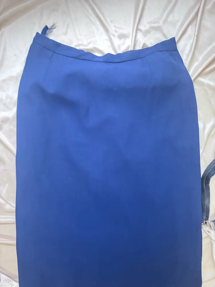 saia longa vintage crepe azul marinho