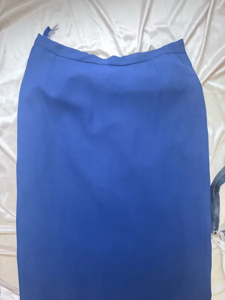 saia longa vintage crepe azul marinho