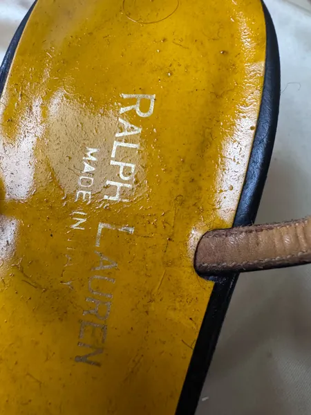 scarpin ralph lauren vintage couro preto com mostarda