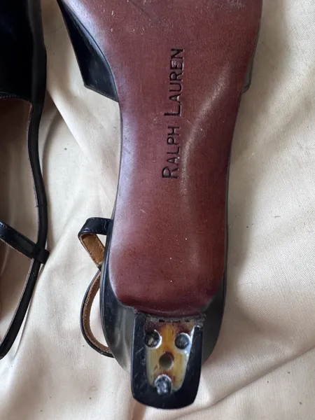 scarpin ralph lauren vintage couro preto com mostarda