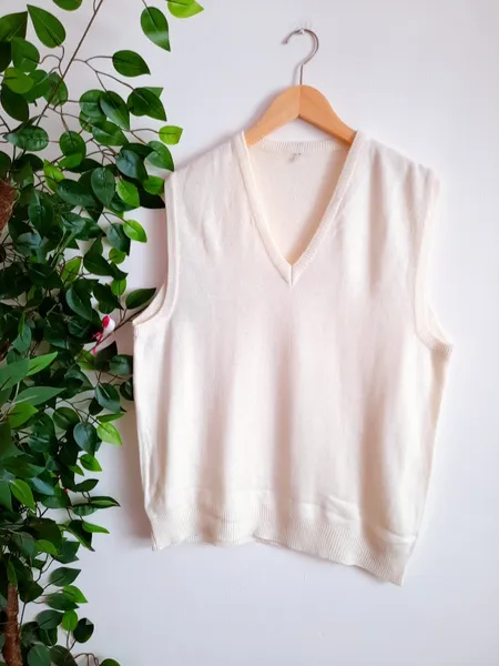 colete de tricô off white unissex
