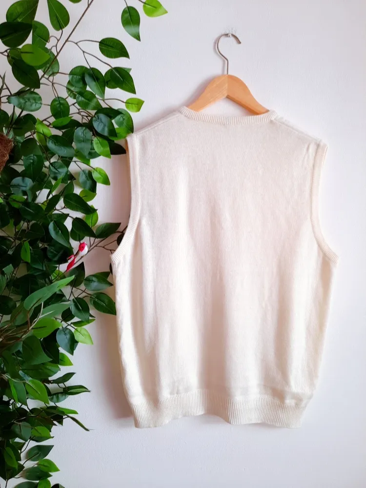 colete de tricô off white unissex