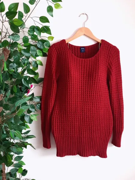 suéter de tricô em lã grossa vermelho hering