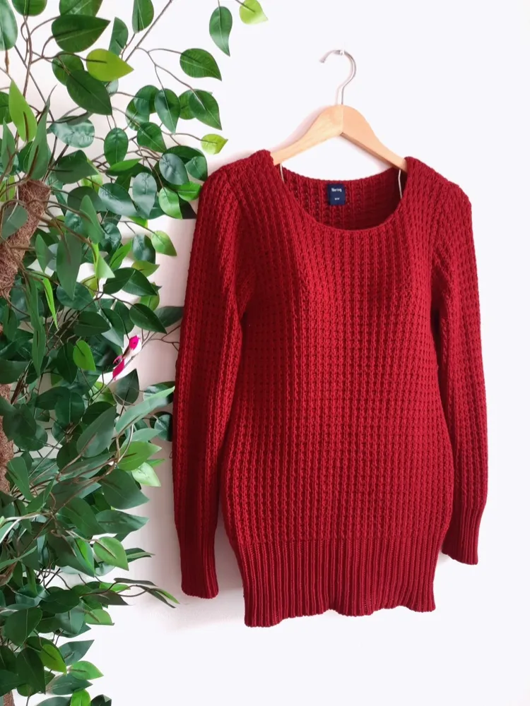 suéter de tricô em lã grossa vermelho hering