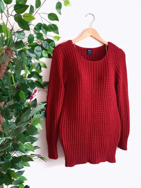 suéter de tricô em lã grossa vermelho hering