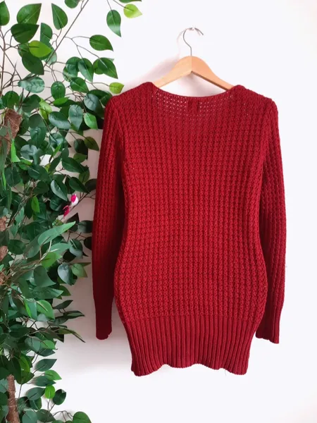 suéter de tricô em lã grossa vermelho hering