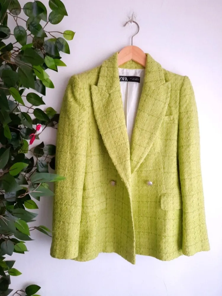 blazer de lã verde lima zara