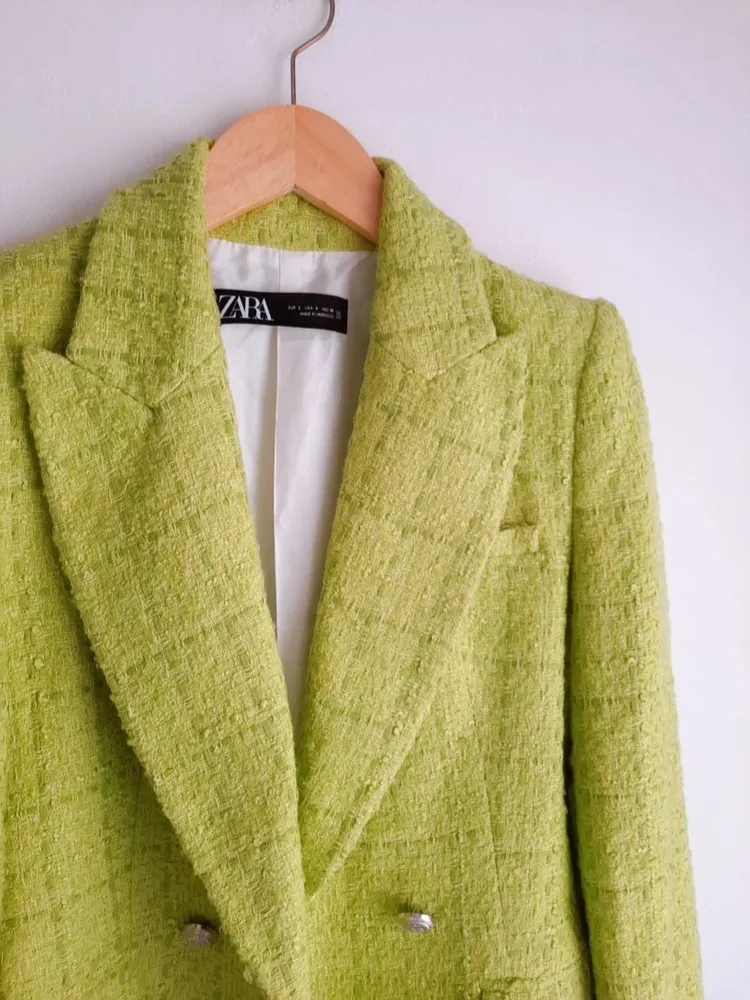 blazer de lã verde lima zara