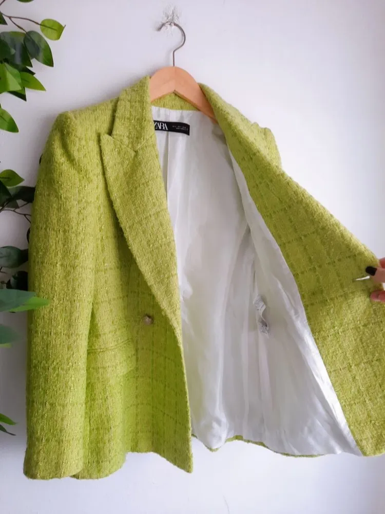 blazer de lã verde lima zara