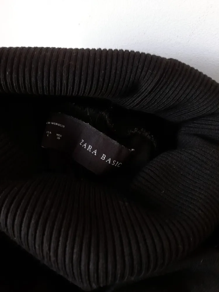 poncho de tricô preto gola alta zara