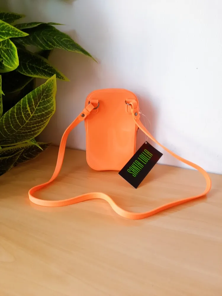 bolsa transversal emborrachada laranja santa lolla