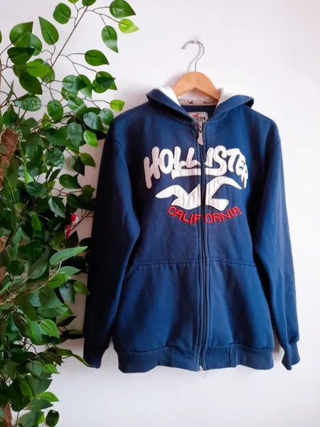 moletom azul com capuz hollister