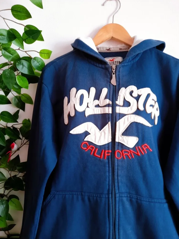 moletom azul com capuz hollister