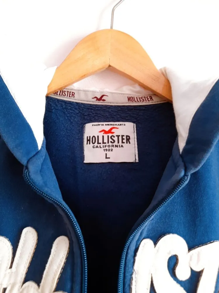 moletom azul com capuz hollister