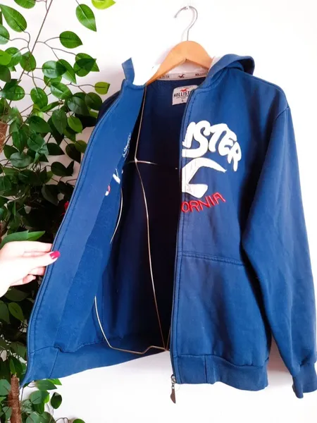 moletom azul com capuz hollister