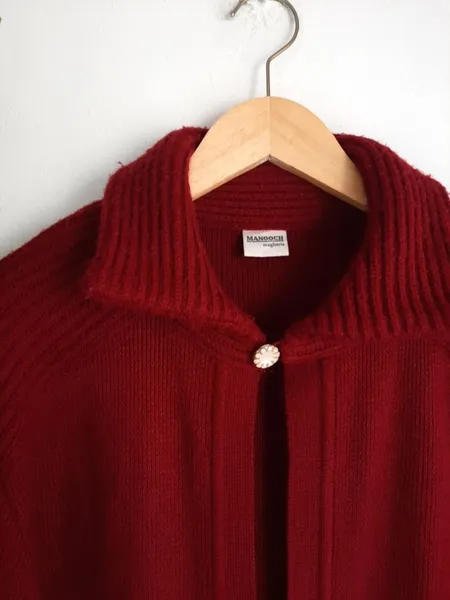 casaco de lã alongado vermelho