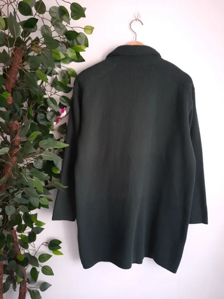 casaco de lã alongado verde esmeralda