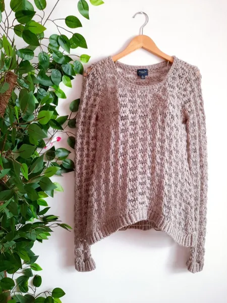 suéter de tricô cinza american eagle outfiters
