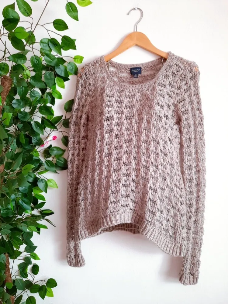 suéter de tricô cinza american eagle outfiters