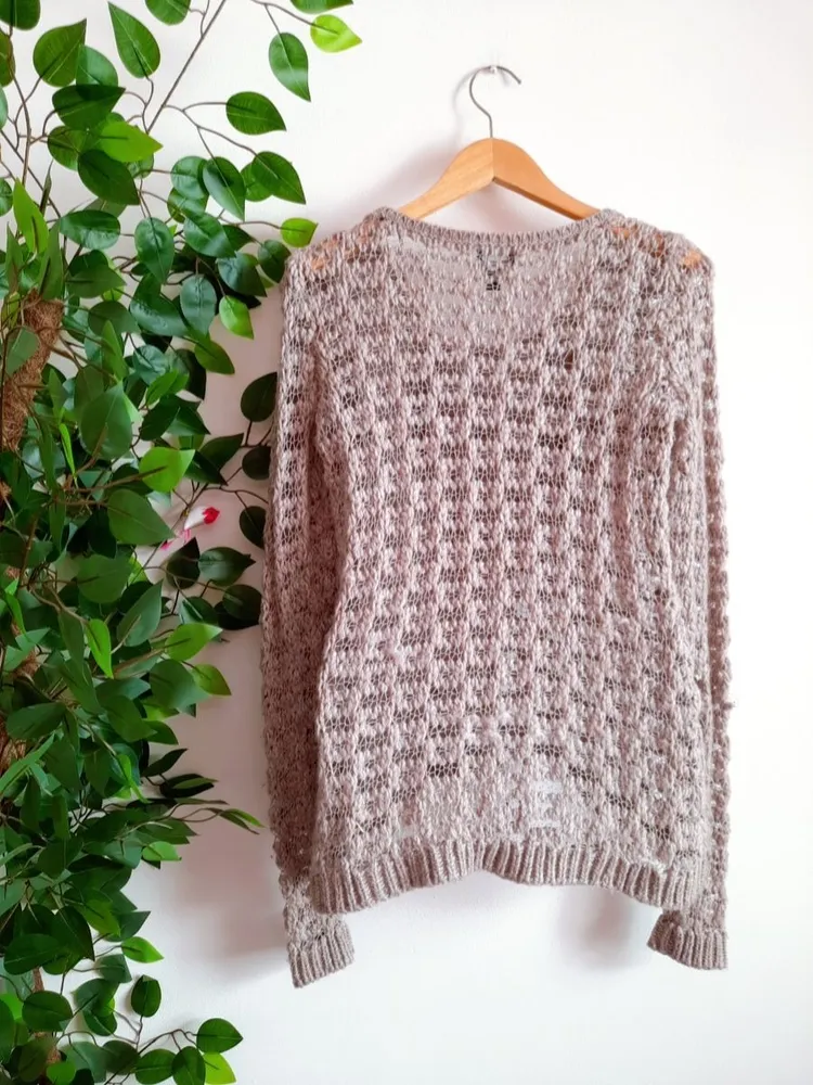 suéter de tricô cinza american eagle outfiters