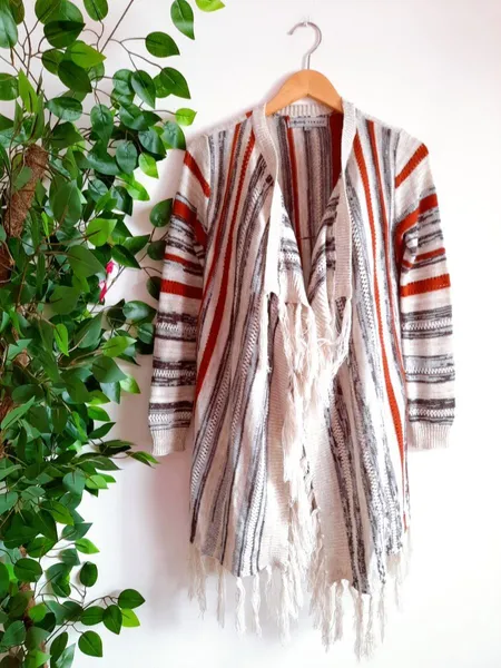 cardigan de tricô peruano listrado