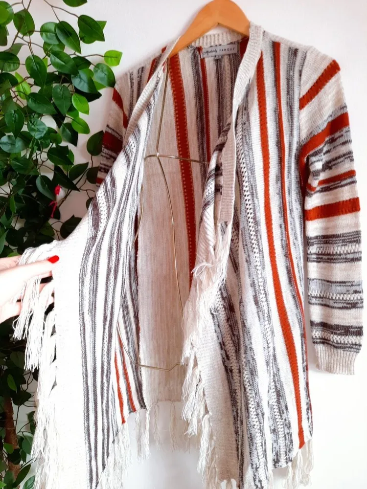 cardigan de tricô peruano listrado