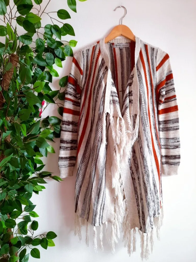 cardigan de tricô peruano listrado