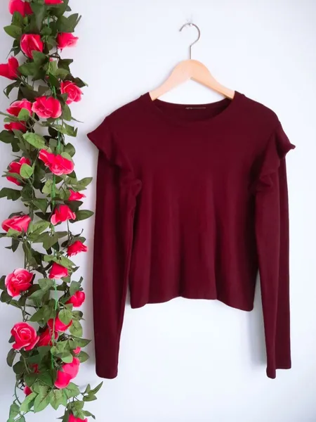 blusa vermelho bordô soft zara