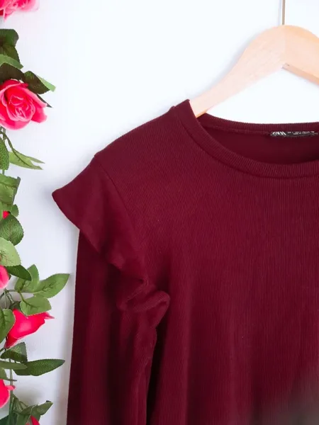blusa vermelho bordô soft zara