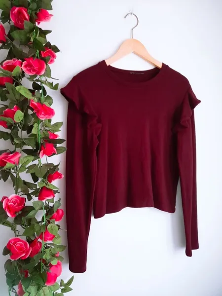 blusa vermelho bordô soft zara