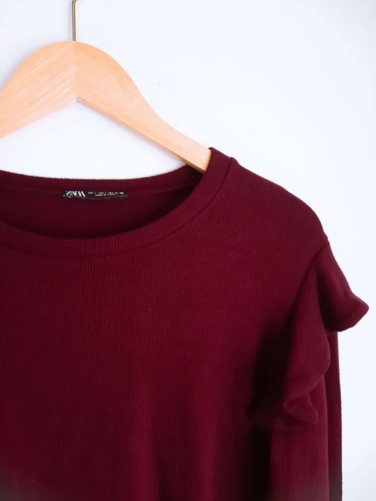blusa vermelho bordô soft zara