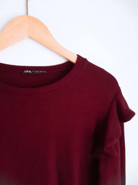 blusa vermelho bordô soft zara