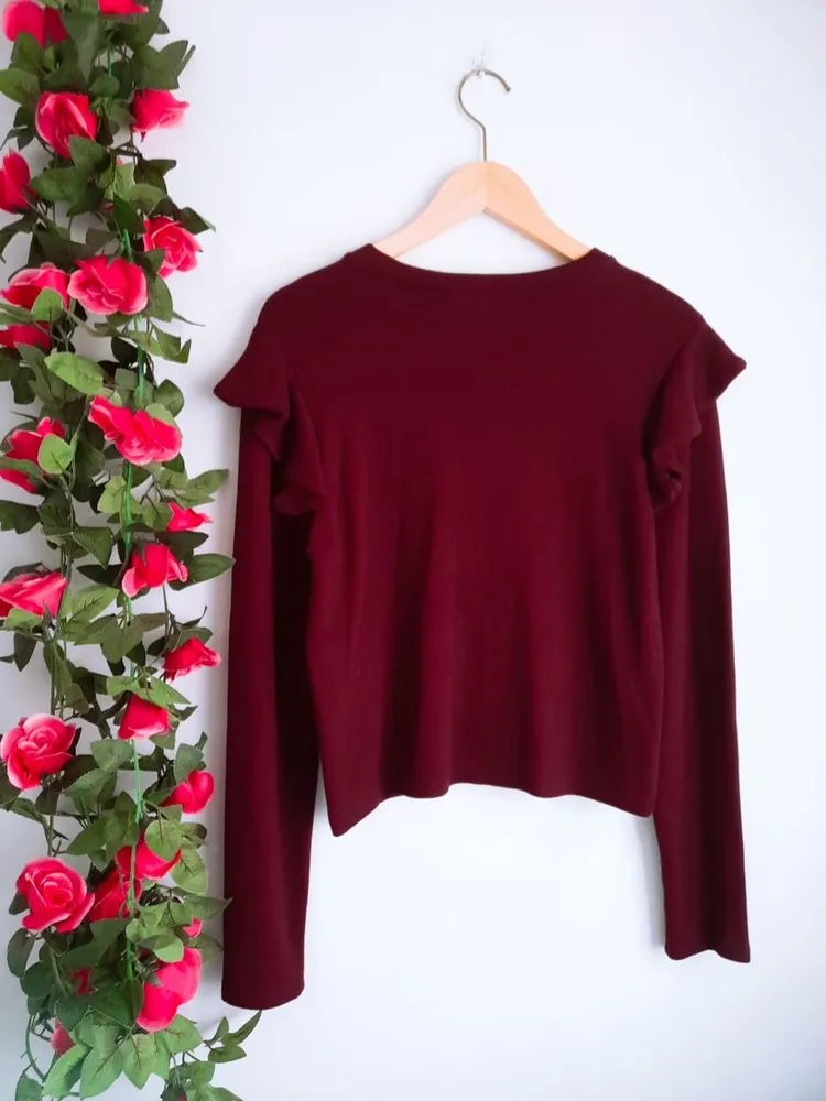 blusa vermelho bordô soft zara