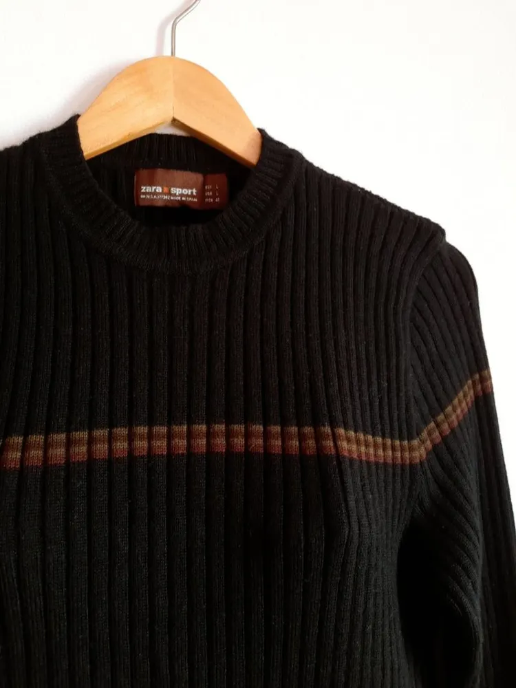suéter de tricô preto zara