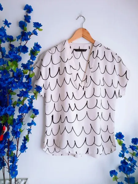 blusa branca estampada zara