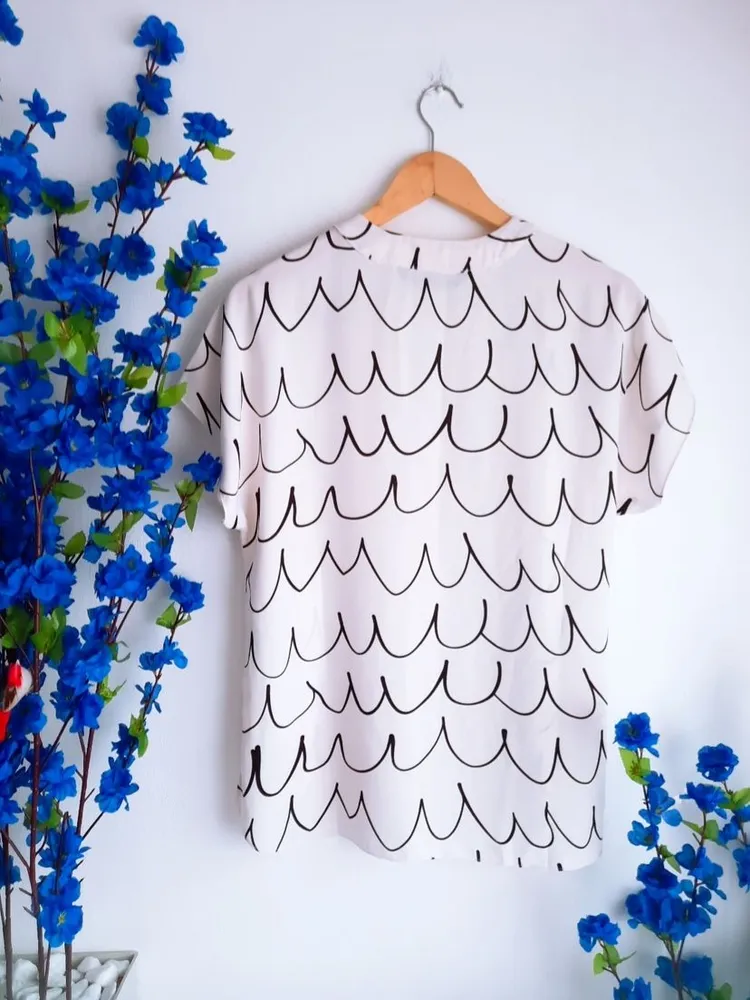blusa branca estampada zara