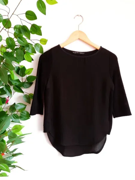 blusa preta zara
