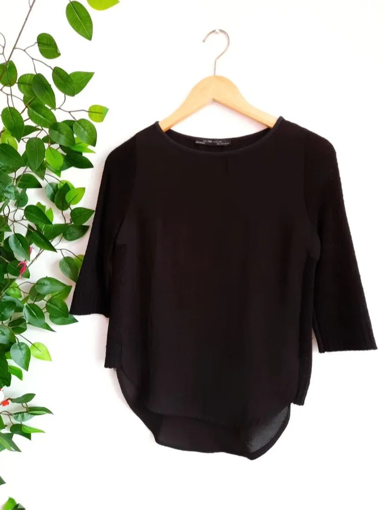 blusa preta zara